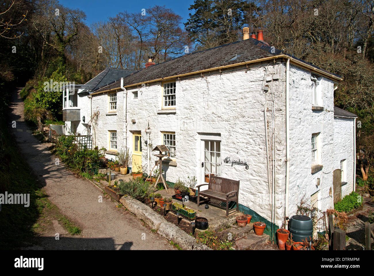 Ferienhäuser im Weiler Durgan in der Nähe von Mawnan Smith, Cornwall, UK Stockfoto