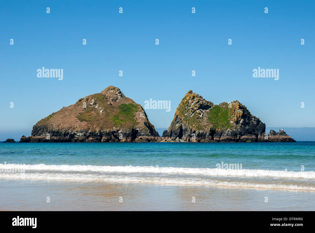 Möwe Felsen im Holywell Bay in Cornwall, UK Stockfoto