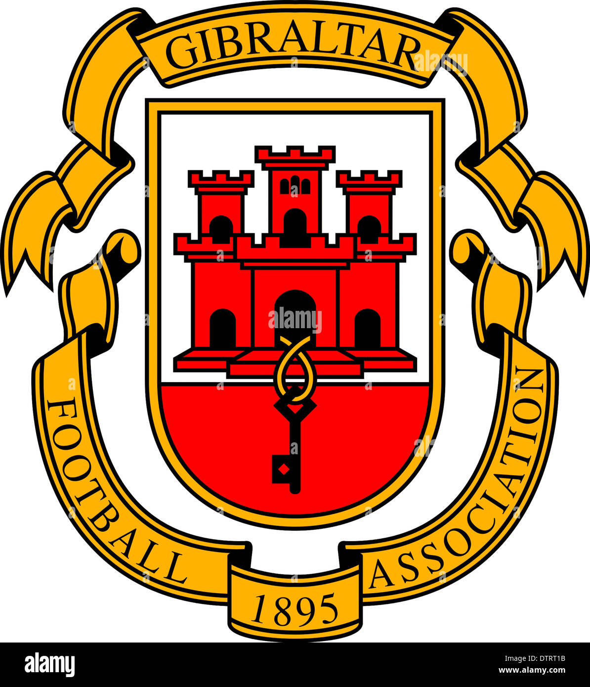 Logo der Football Association of Gibraltar und der Nationalmannschaft. Stockfoto