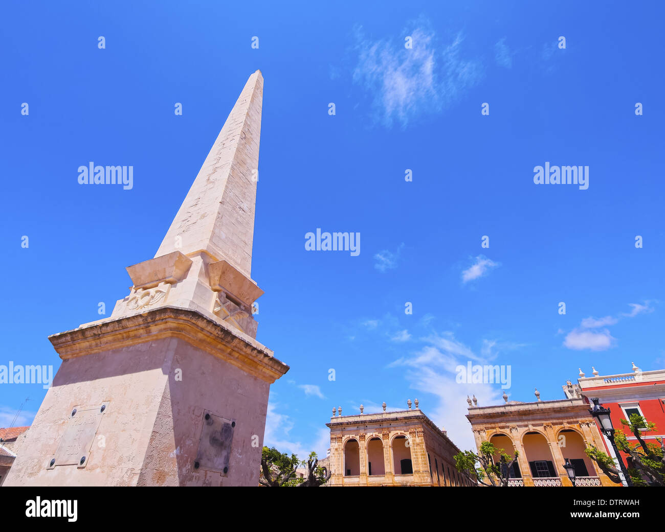 Blick auf den Jahrgang Platz in Ciutadella auf Menorca, Balearen, Spanien Stockfoto