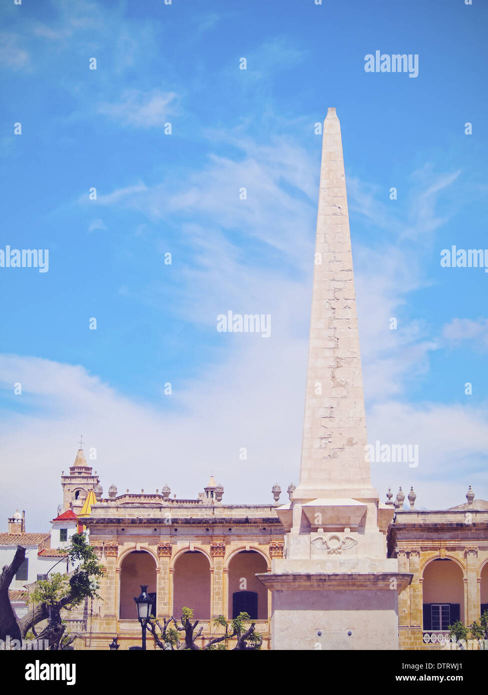 Blick auf den Jahrgang Platz in Ciutadella auf Menorca, Balearen, Spanien Stockfoto