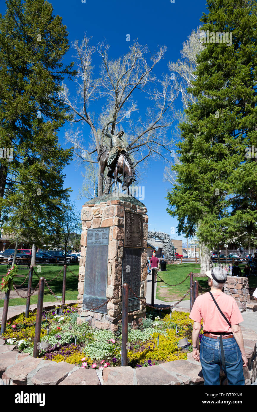 Die Statue. Die Innenstadt von Jackson Hole, WY, Wyoming Stockfoto
