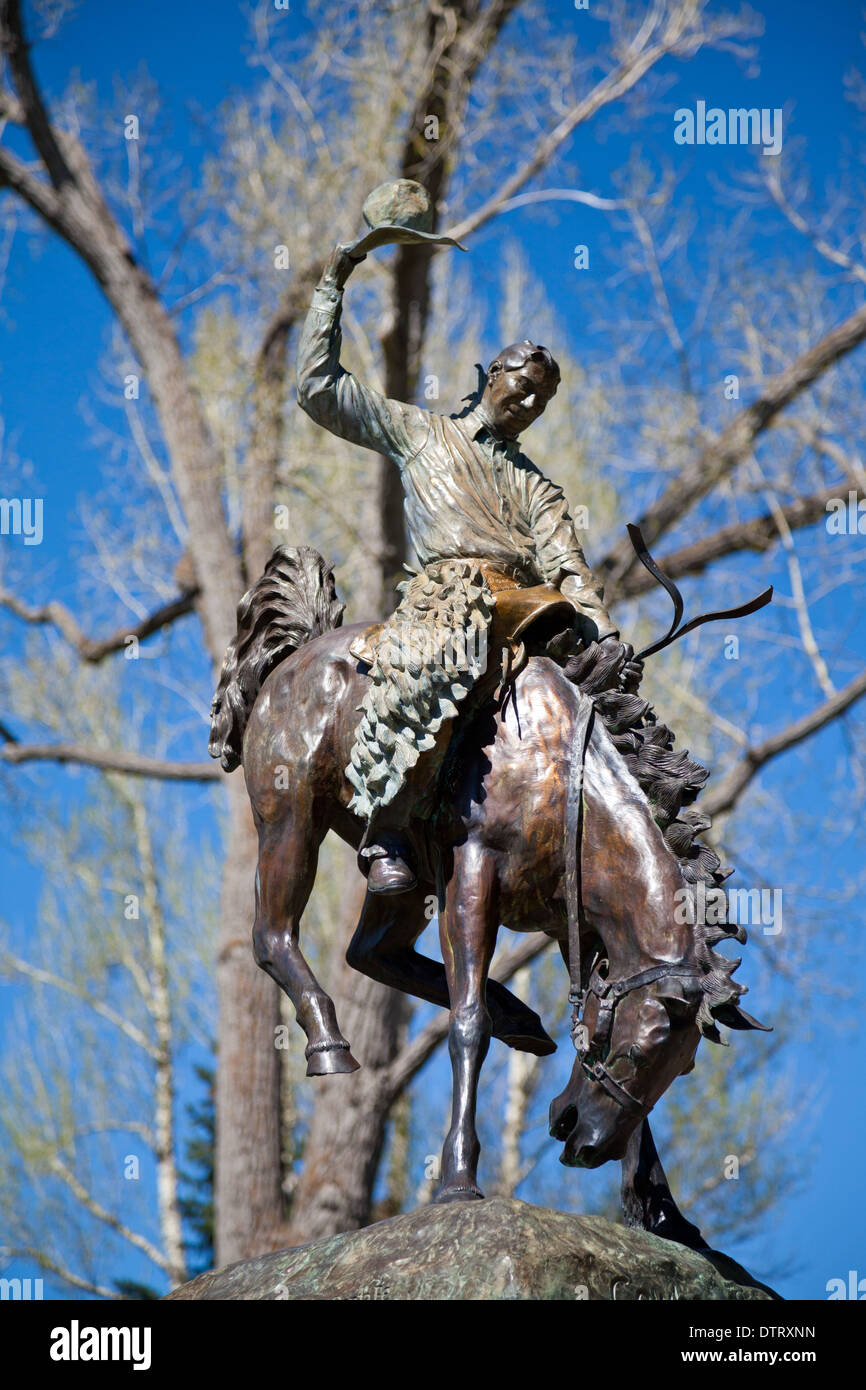 Die Statue. Die Innenstadt von Jackson Hole, WY, Wyoming Stockfoto
