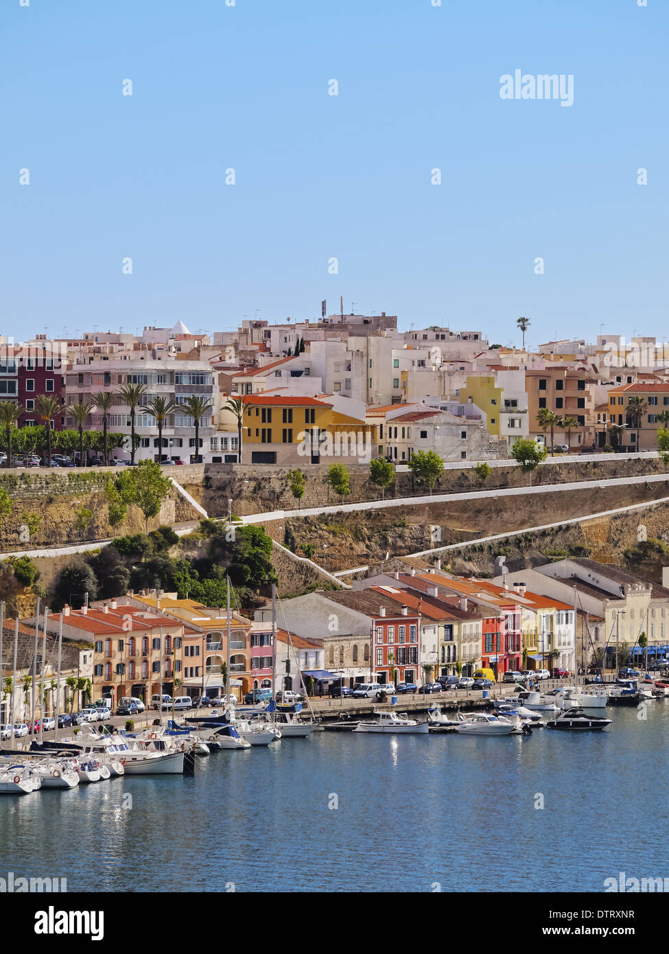 Blick auf Mao - Hauptstadt von Menorca, Balearen, Spanien Stockfoto