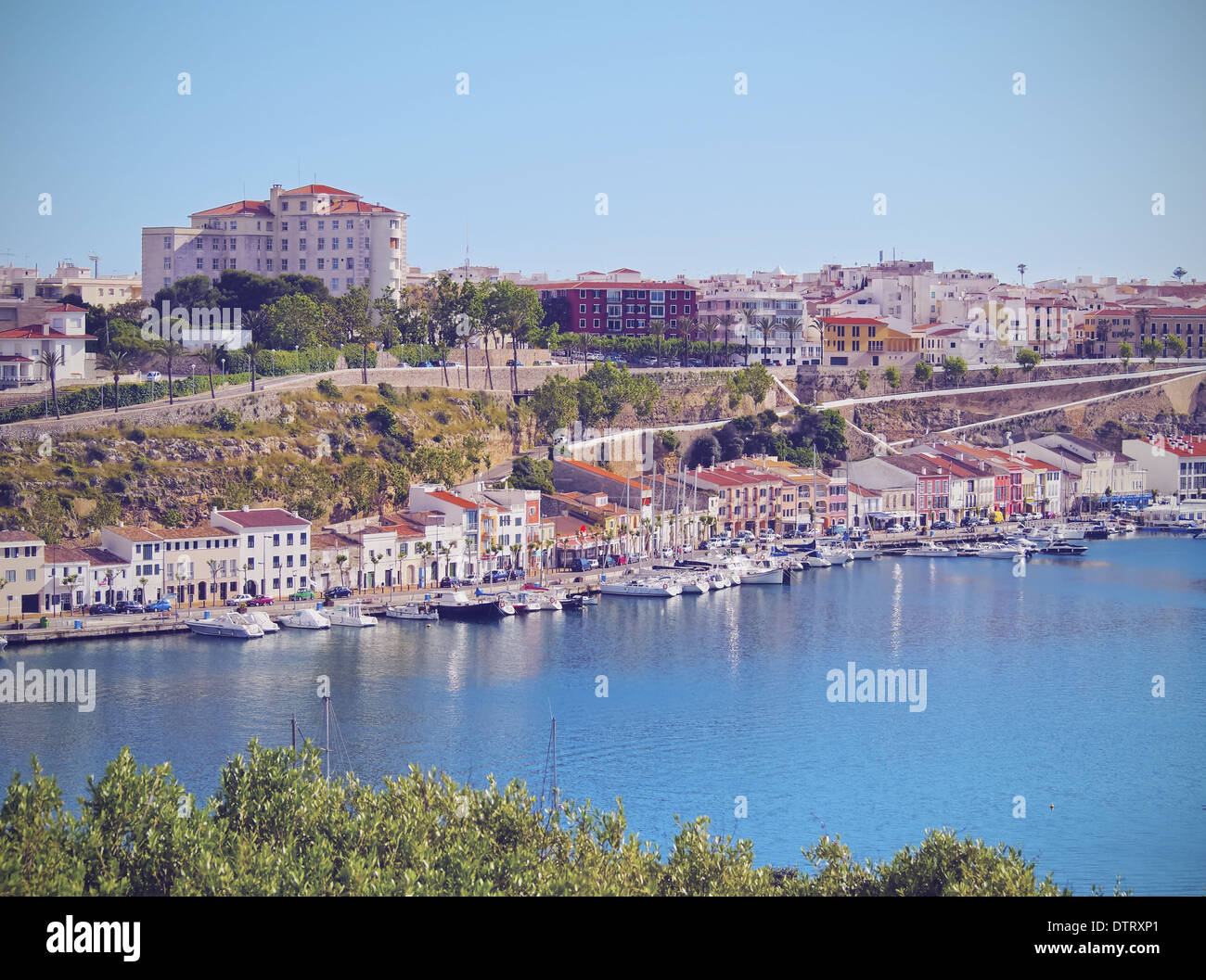 Blick auf Mao - Hauptstadt von Menorca, Balearen, Spanien Stockfoto