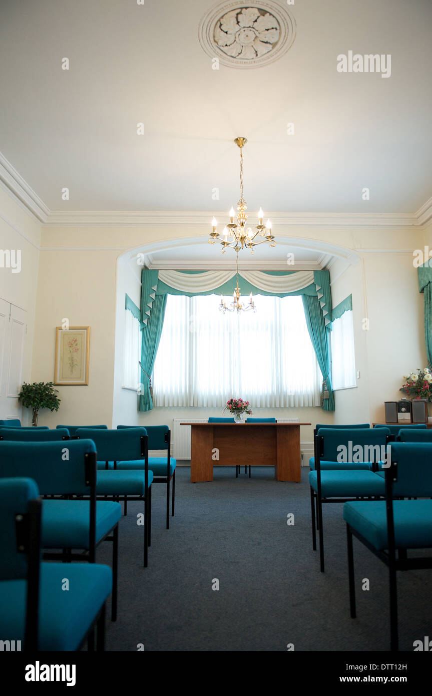 UK-Standesamt Trauzimmer für Hochzeiten und Lebenspartnerschaften benutzt Stockfoto