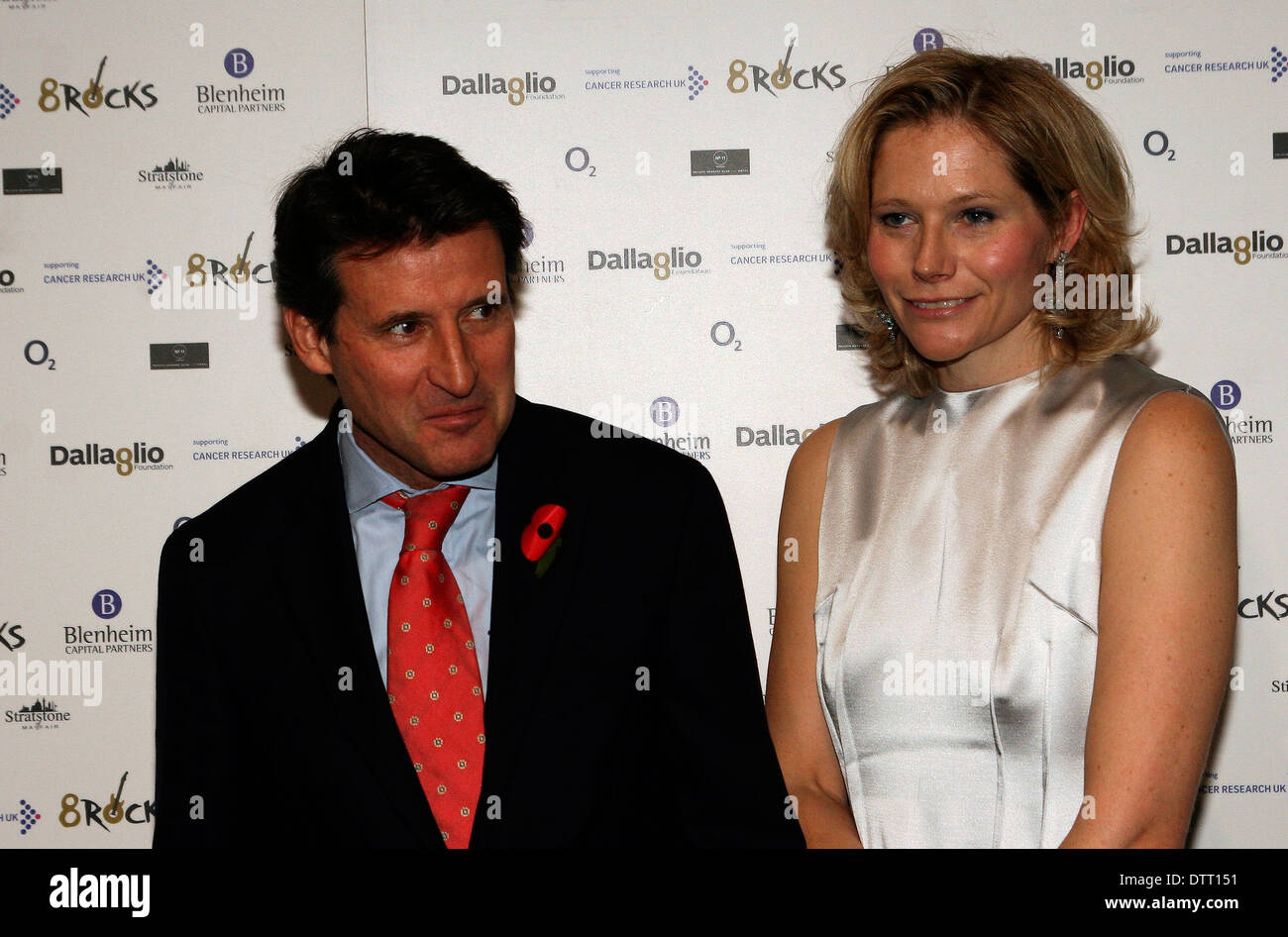 Lord Coe und Partner an der Cancer Research Charity-Veranstaltung in London Stockfoto