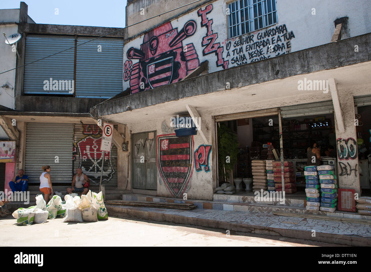 Vidigal Slum, Favela Vidigal, Murale, Rio De Janeiro, Brasilien Stockfoto
