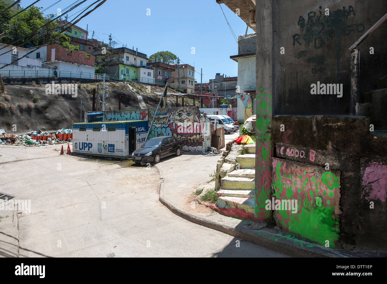 Vidigal Slum, Favela Vidigal, Murale, Rio De Janeiro, Brasilien Stockfoto