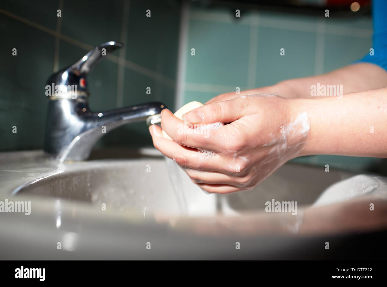 Hände waschen. Reinigung der Hände. Hygiene Stockfoto