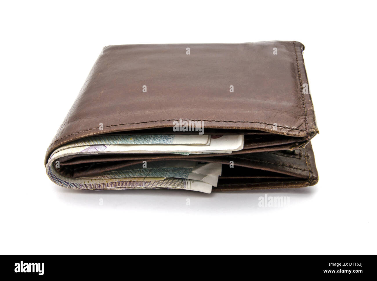 Brieftasche und Währung Stockfoto