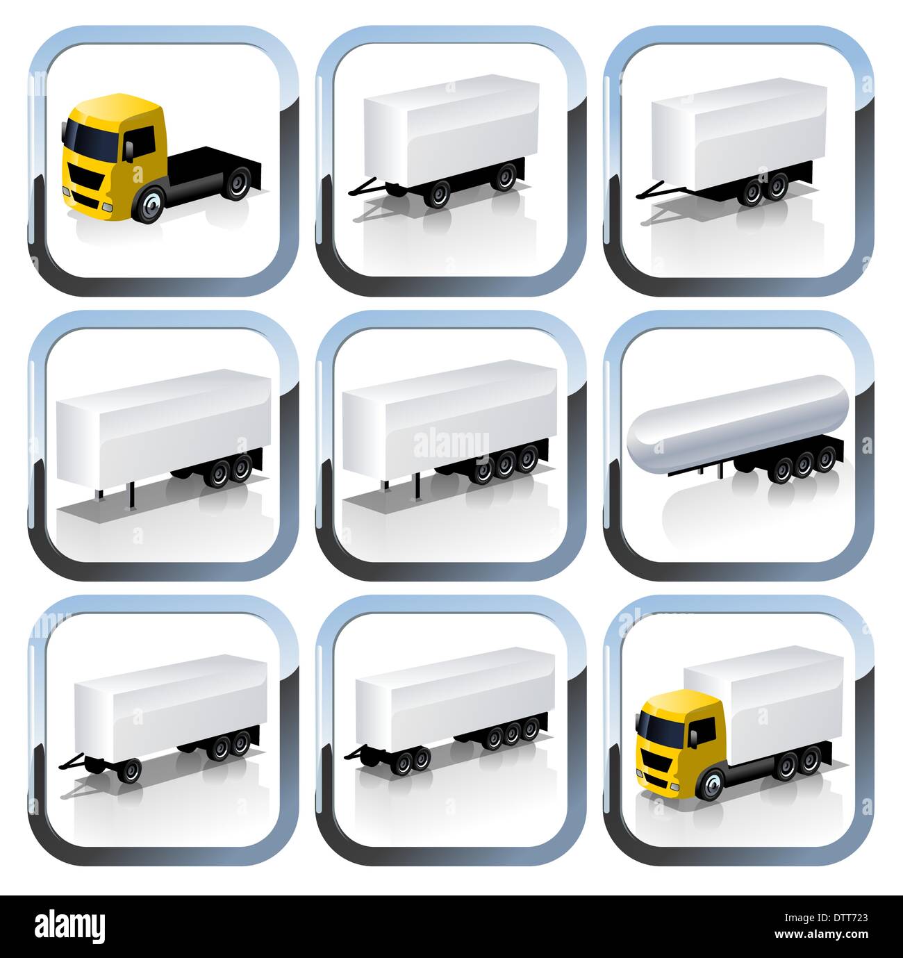 LKW Trailaers Icons Set Stockfoto