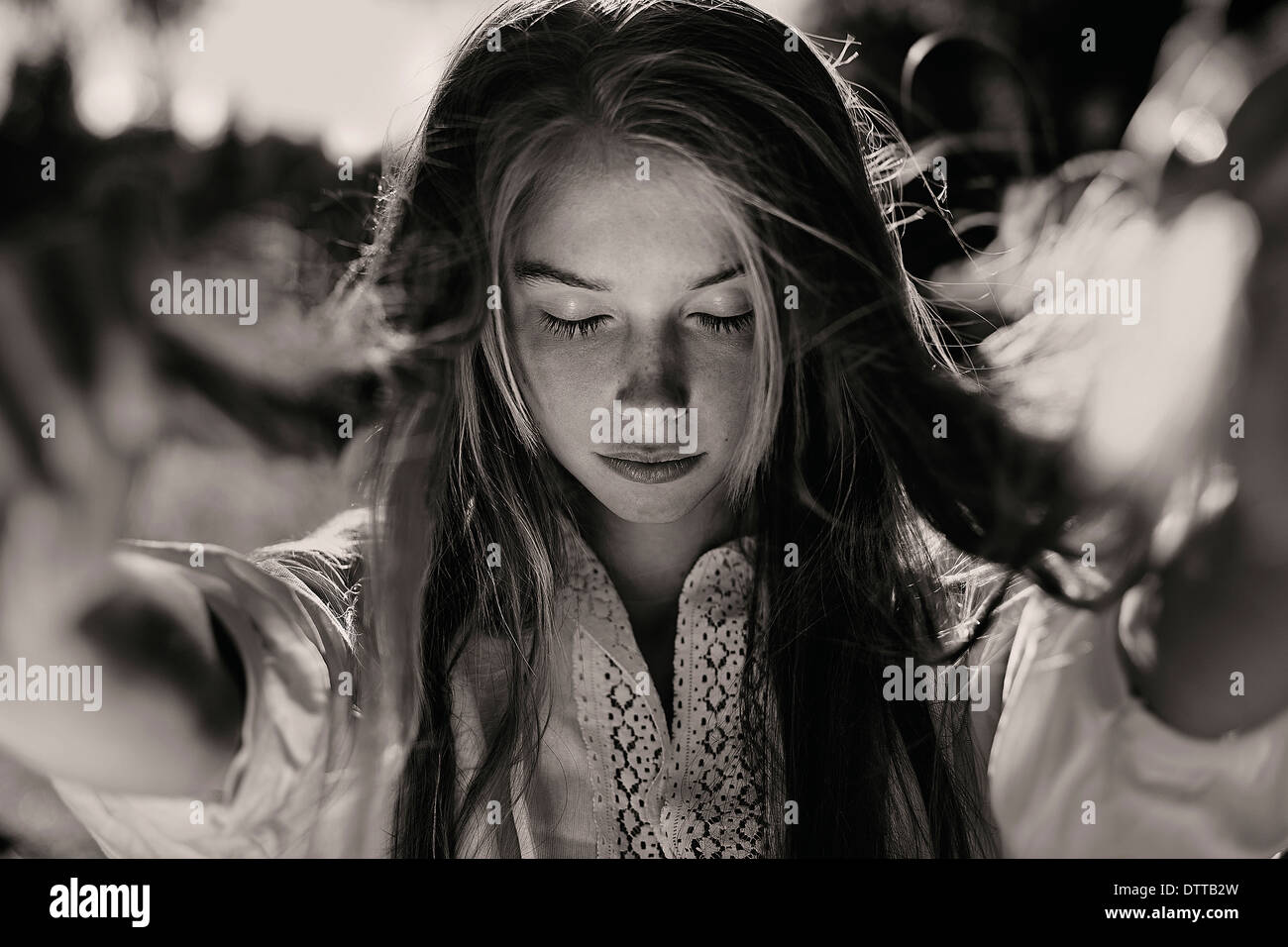 Heitere kaukasische Mädchen Stockfoto