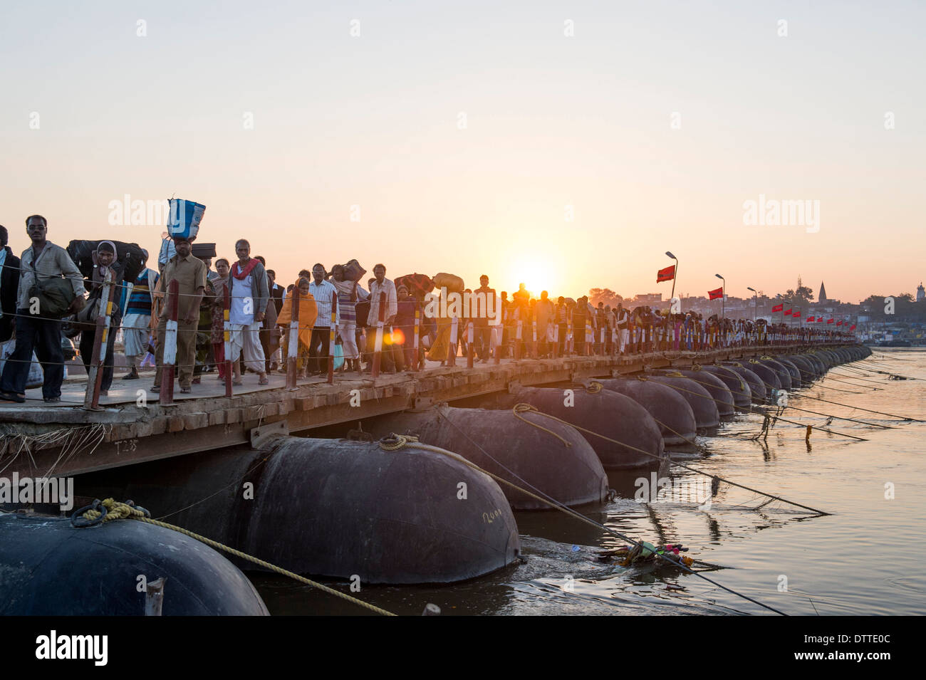 Allahabad (Indien): die Maha Kumbh Mela Masse Hindu-Wallfahrt am Ufer des Ganges (Januar 2013) Stockfoto