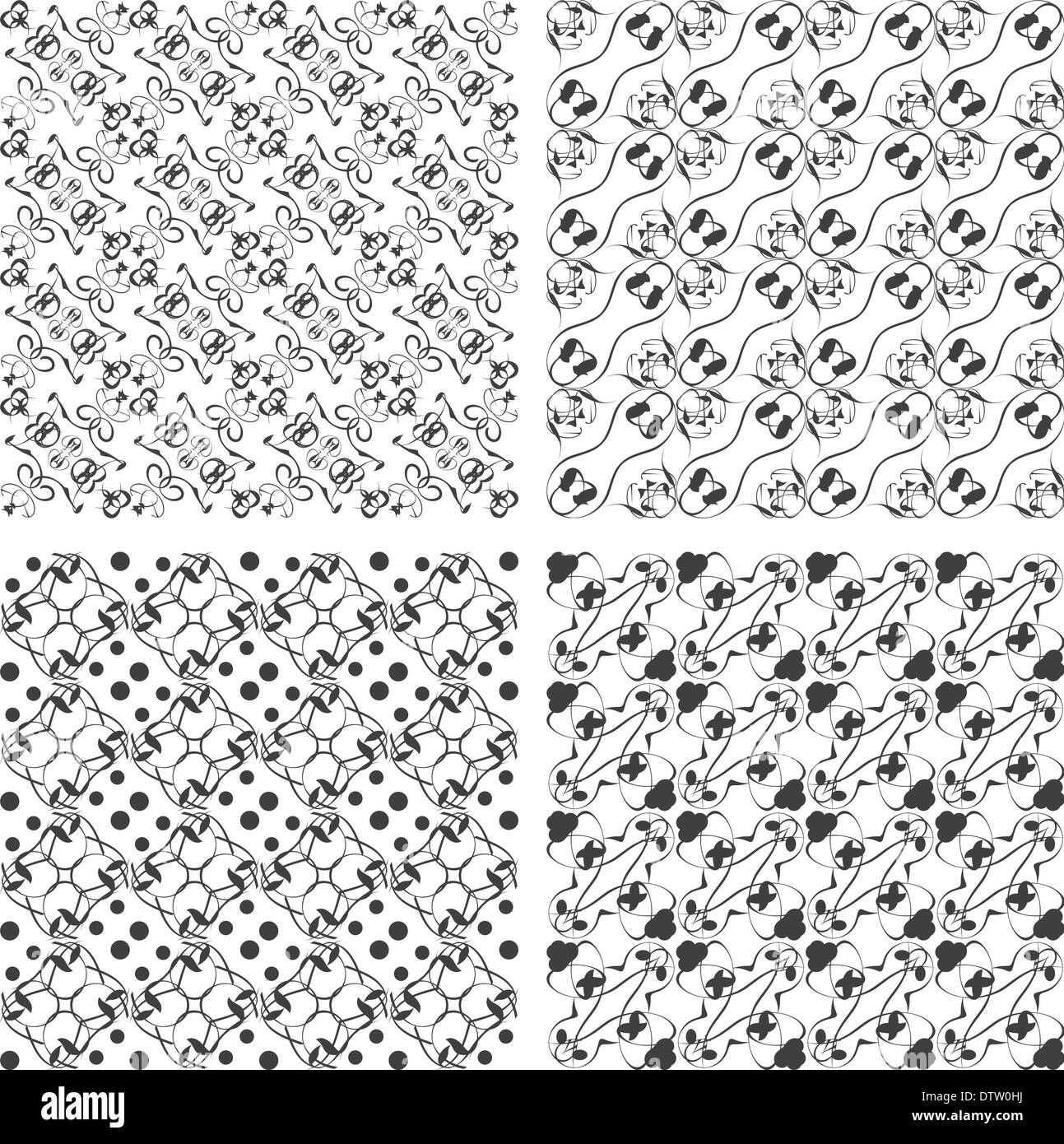 Satz von monochrome geometrische nahtlose Muster Stockfoto
