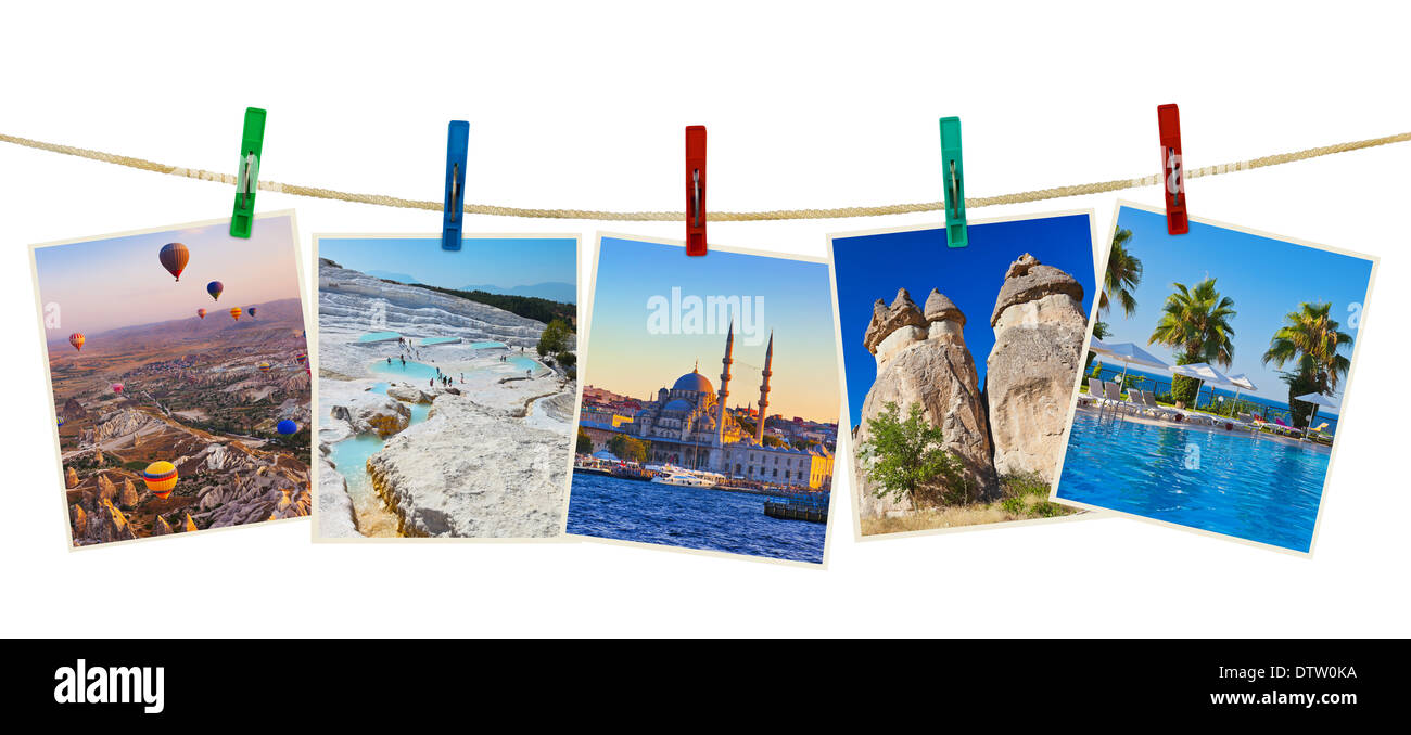 Türkei Reise-Fotografie auf Wäscheklammern Stockfoto