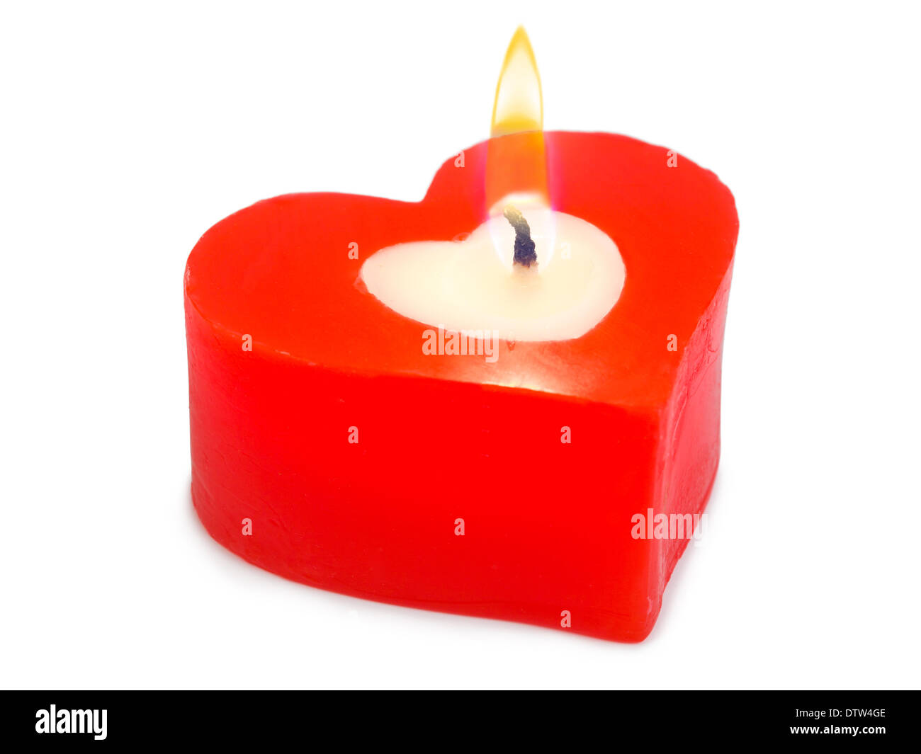 Kerze in Herzform Stockfoto