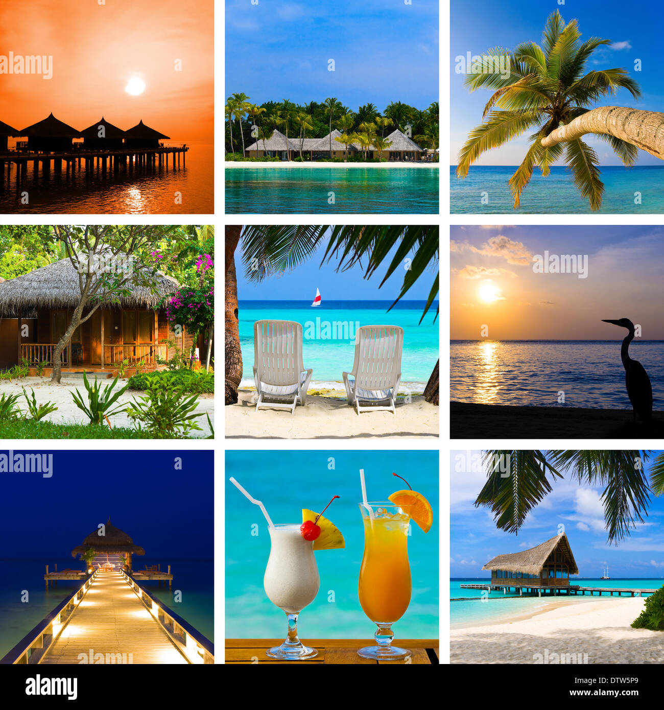Collage von Sommer Strand Malediven Bilder Stockfoto