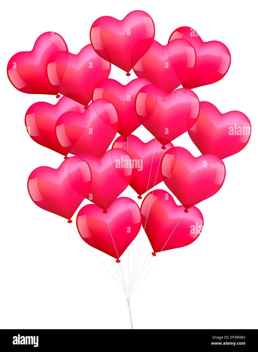 Abbildung einer Reihe von realistisch aussehende Herz geformt rosa Luftballons. Stockfoto