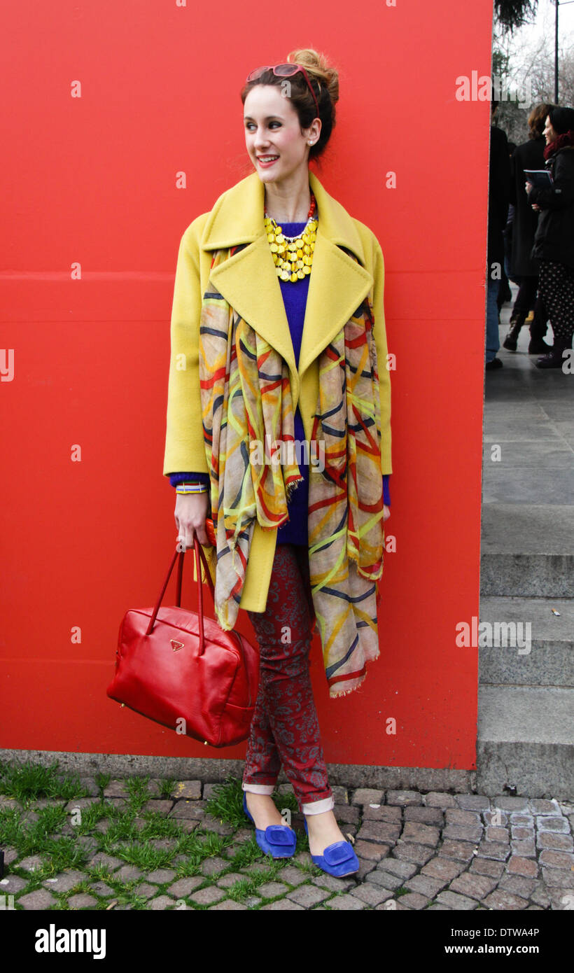 Designerin Alessandra Bettoni Ankunft bei der Costume National Modenschau in Milan - 20. Februar 2014 - Foto: Start-und Landebahn Manhattan/Paolo Diletto Stockfoto