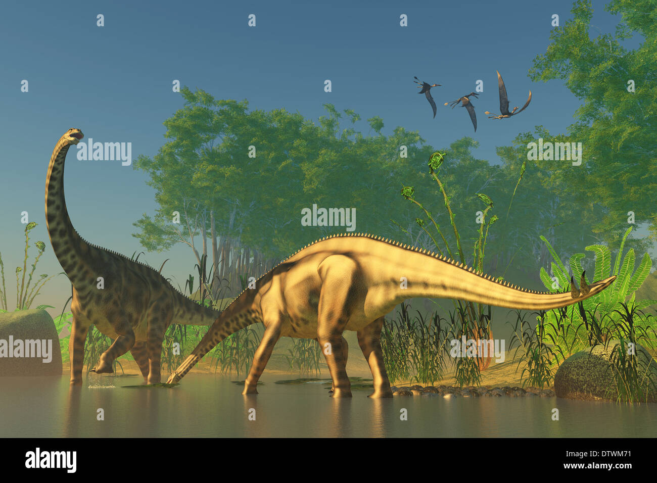 Spinophorosaurus war eines der titanic Dinosaurier, die Sümpfe der ...