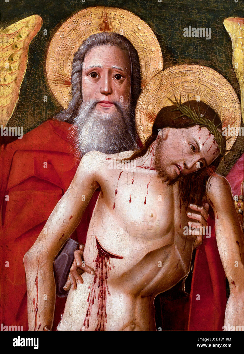 Thron der Gnade (Gott der Vater mit dem Leib Christi) 1440 Meister der Hochaltar Rottweiler Deutsch Deutschland Stockfoto