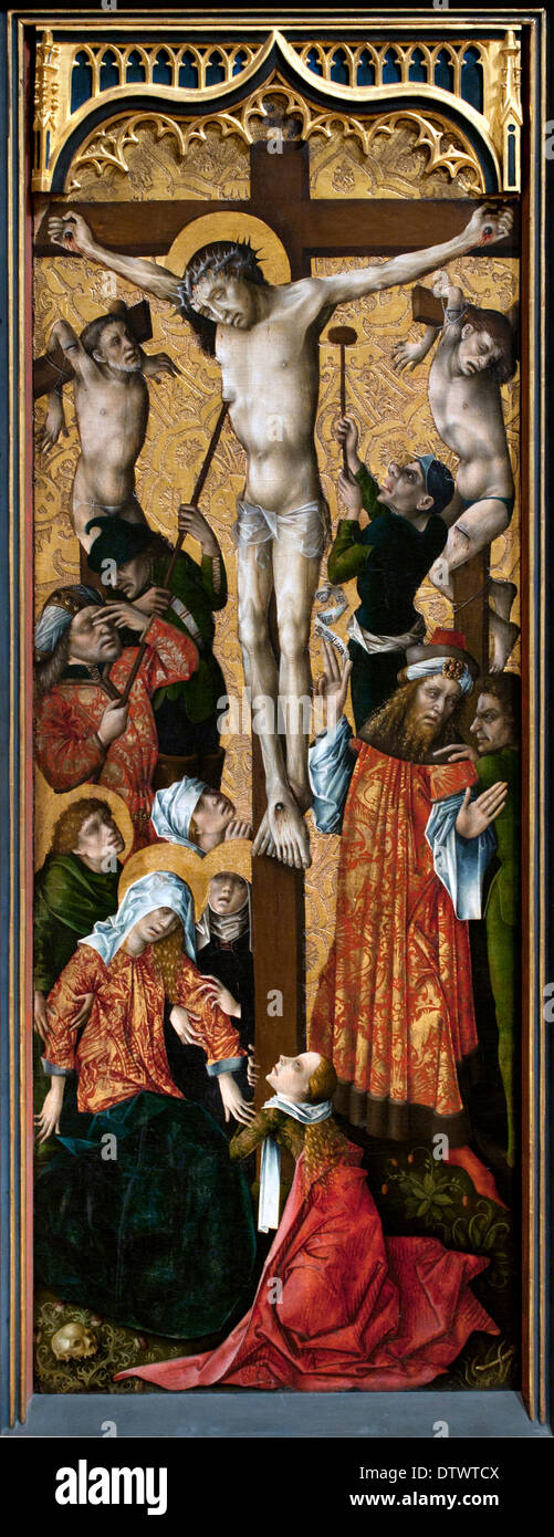 Die Kreuzigung / Kreuzaufrichtung Christi Meister des Regler-Altäre / Master des Reglers Altar Deutsch Deutschland Stockfoto