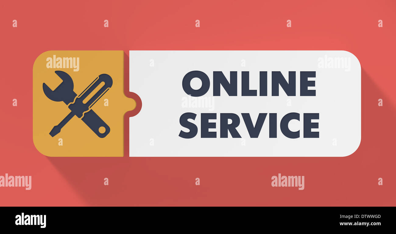 Online-Service-Konzept im Flat Design mit langen Schatten. Stockfoto