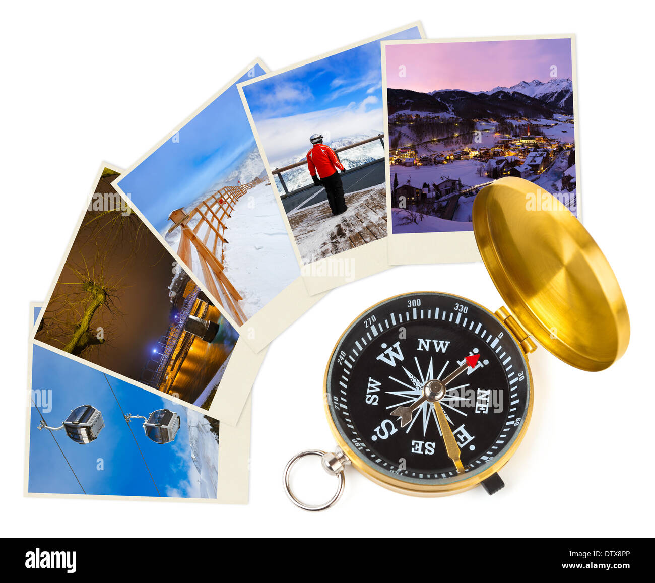 Bergen Skifahren Österreich Bilder und Kompass Stockfoto