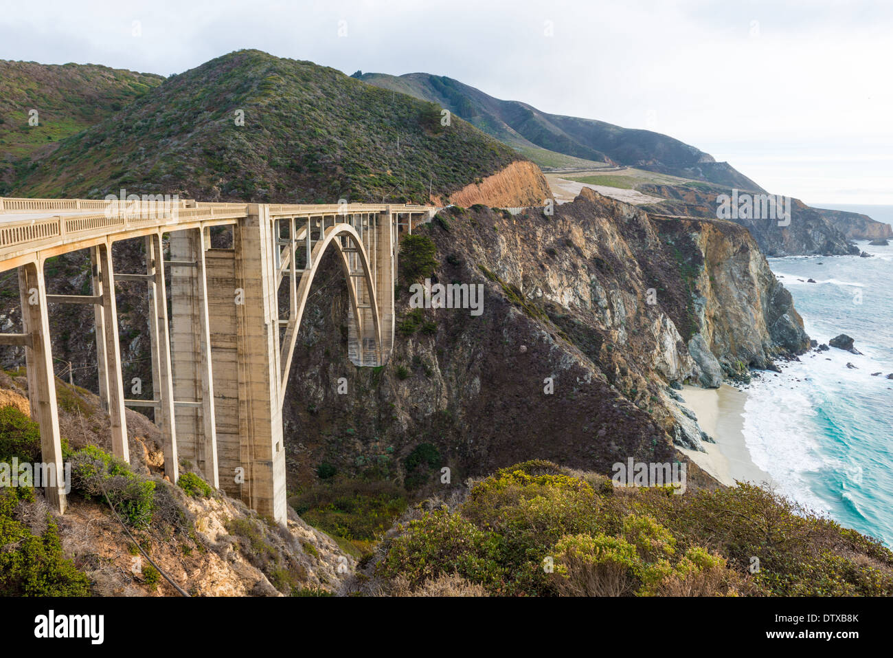 Die historische Bixby Bridge auf dem Pacific Coast Highway California Big Sur Stockfoto
