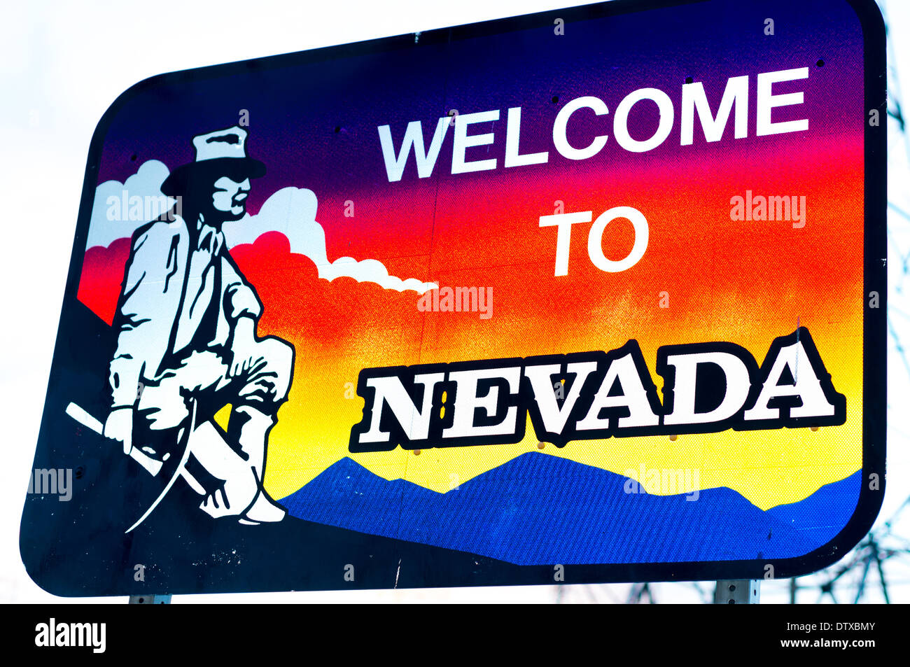 Herzlich Willkommen Sie in Nevada Zustand Grenze Zeichen Stockfoto