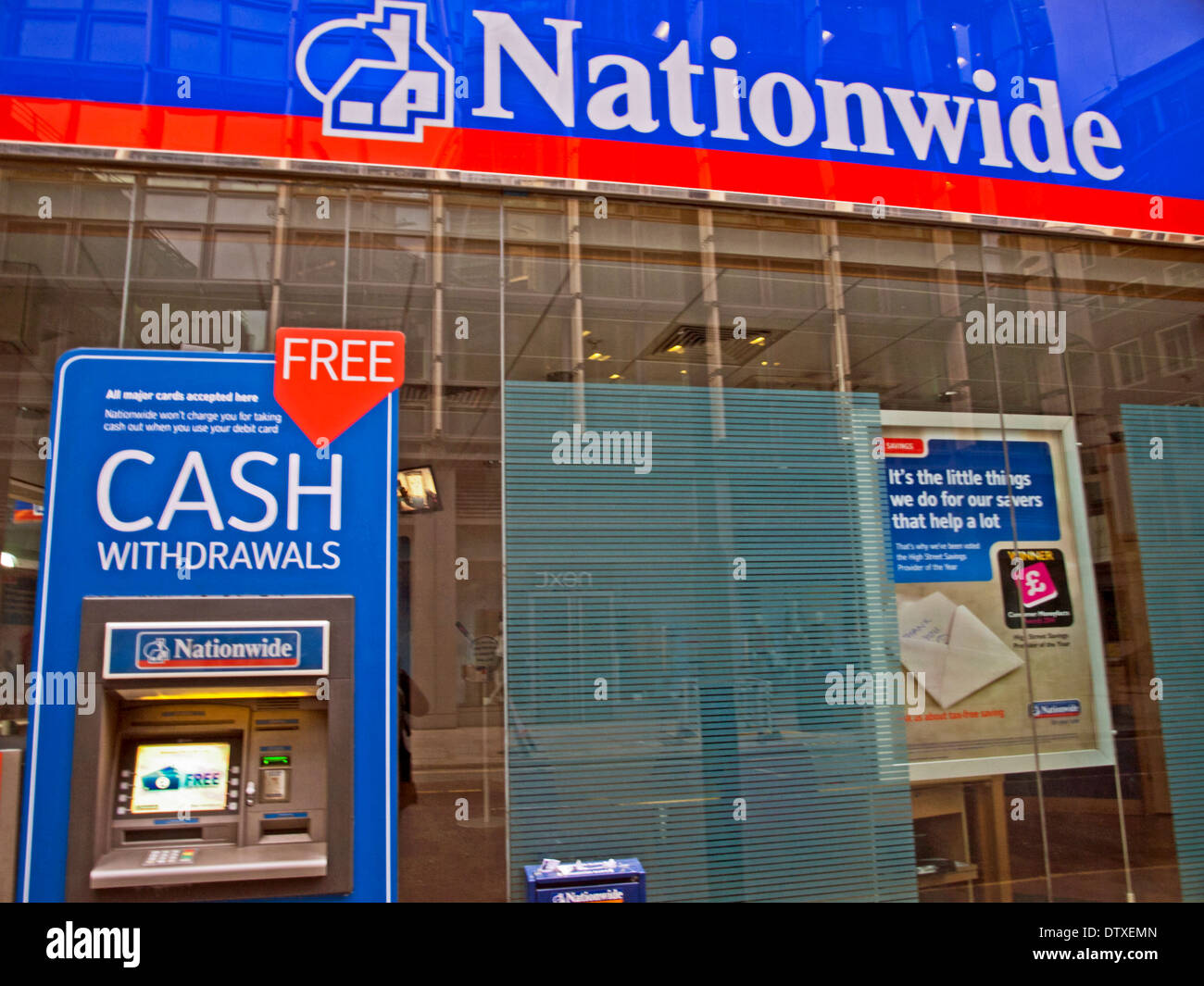 Nationwide Building Society zeigt Cashpoint, City of London, London, England, Vereinigtes Königreich Stockfoto