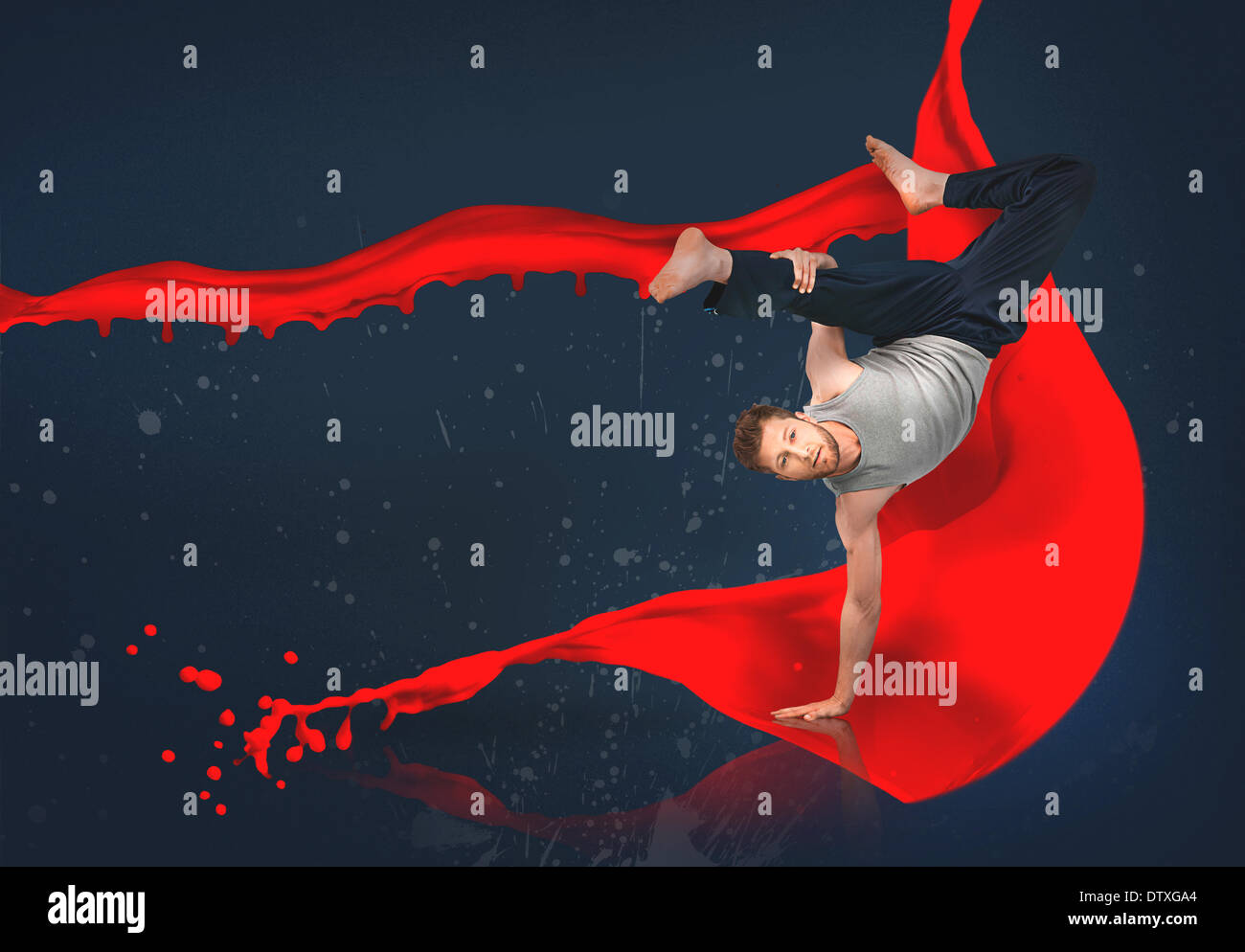 Break Dancer zeigt seine Beweglichkeit Stockfoto