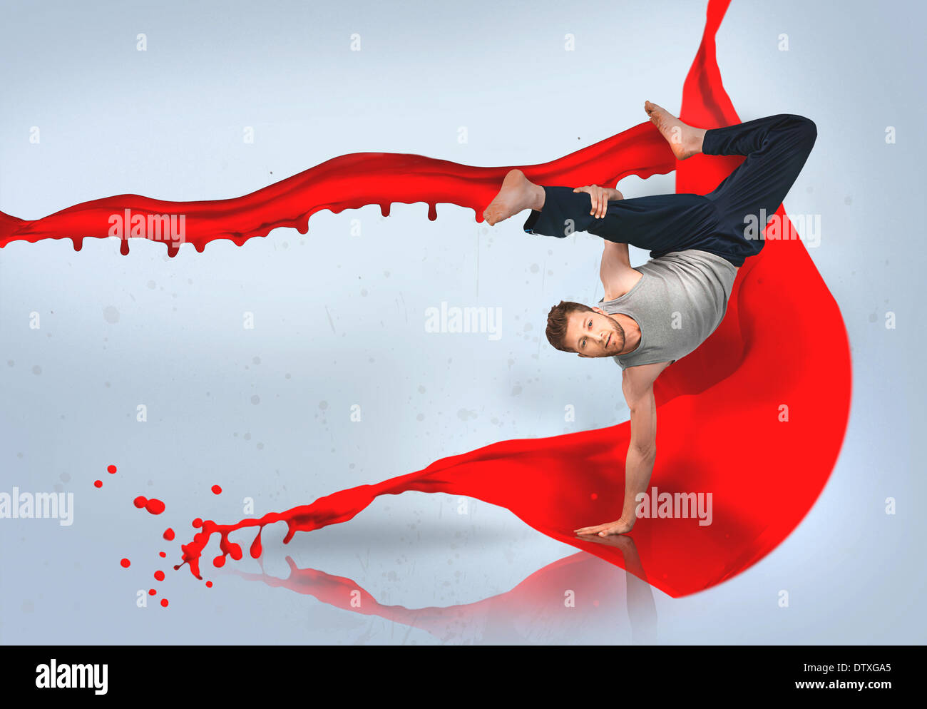 Break Dancer macht einen handstand Stockfoto