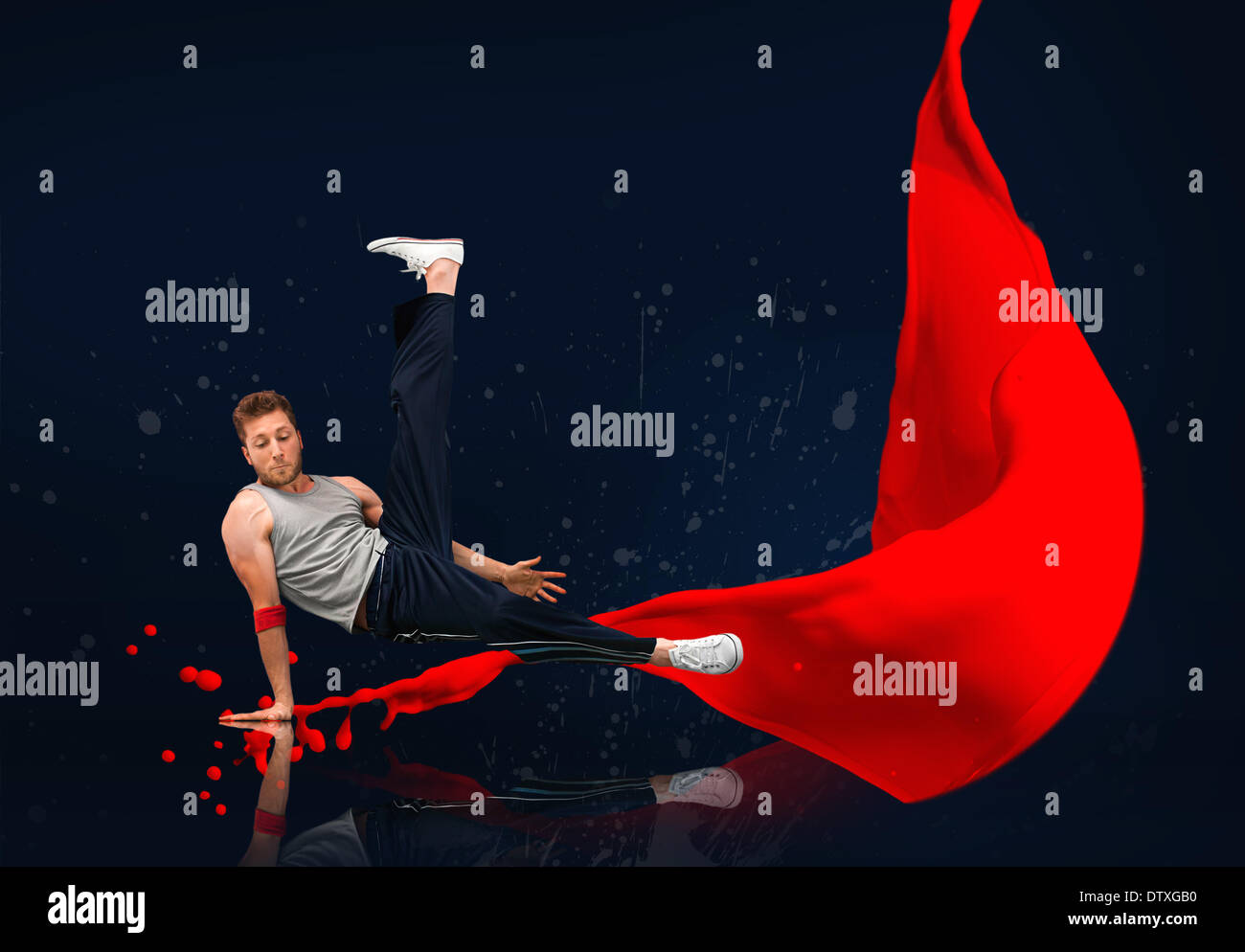 Break Dancer Mitte Wende Stockfoto