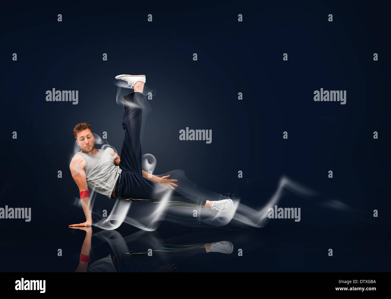 Break Dancer Mitte Wende Stockfoto