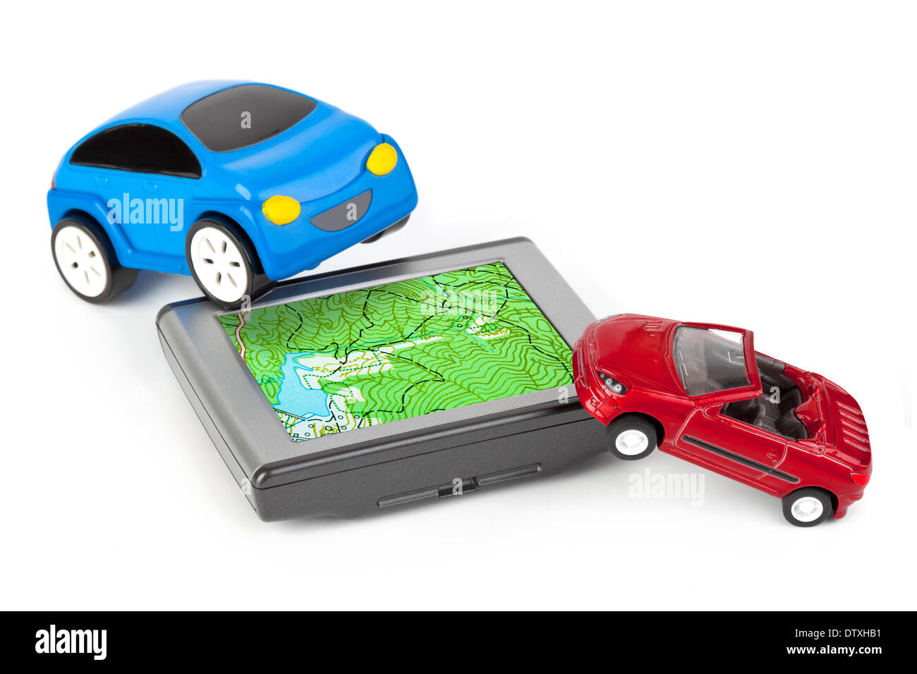 GPS- und Spielzeug-Autos Stockfoto