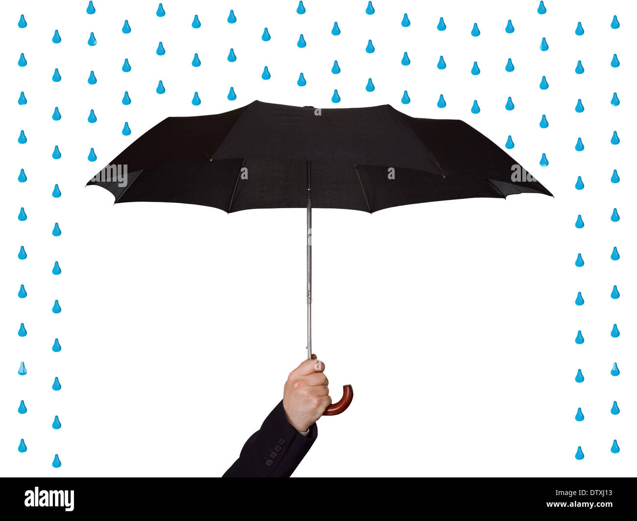 Hand mit Regenschirm Stockfoto