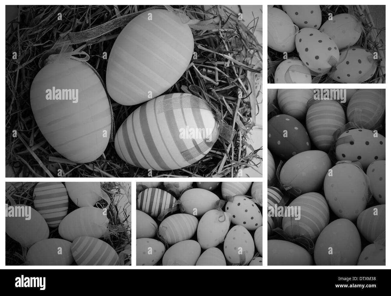 Collage aus verschiedenen Bilder von Easter eggs Stockfoto