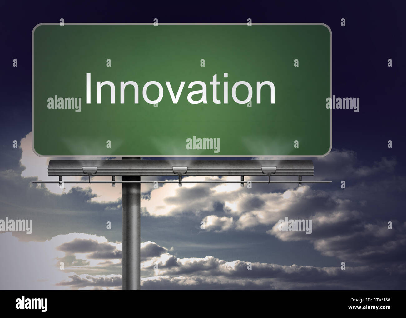 Wegweiser mit innovation Stockfoto
