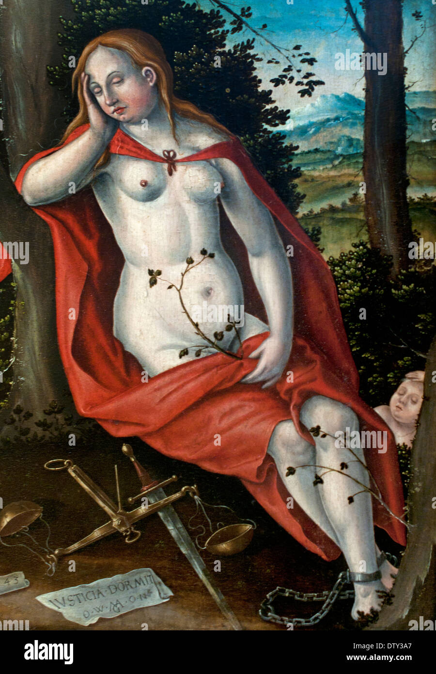 Matthias Gerung 1500-1570 die Allegorie der gebundenen schlafende Gerechtigkeit 1543 Deutsch Deutschland Stockfoto