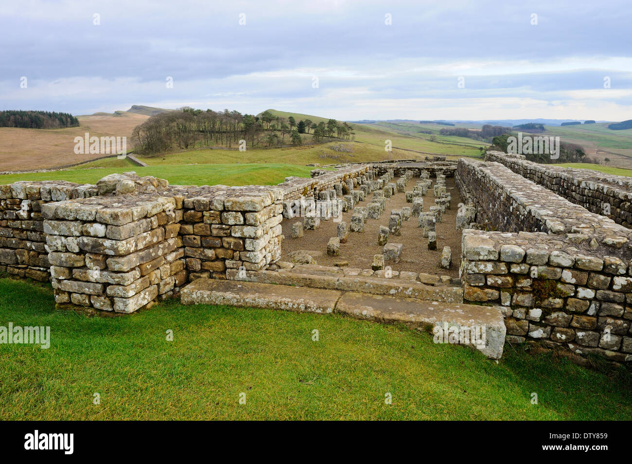 Die Kornkammer römischen Kastells Housesteads, Northumberland, England Stockfoto