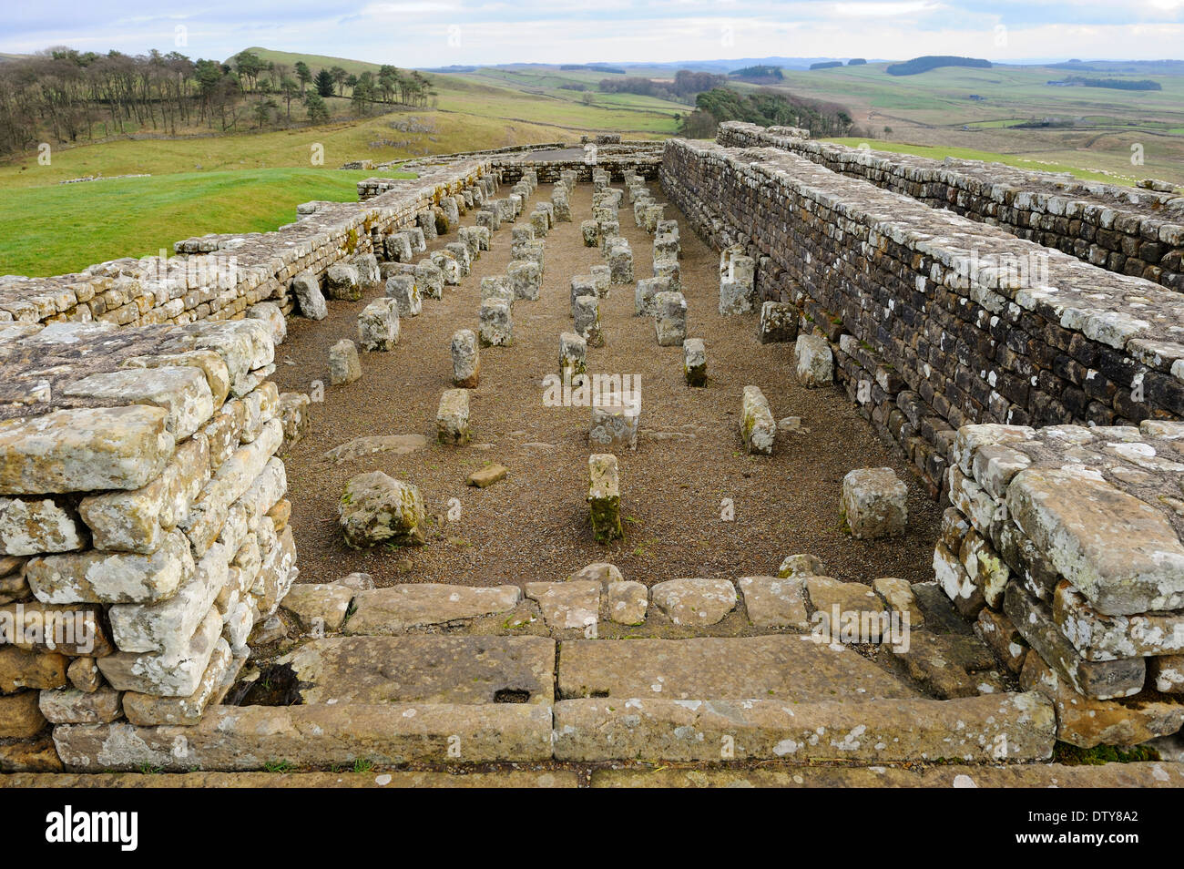 Die Kornkammer römischen Kastells Housesteads, Northumberland, England Stockfoto