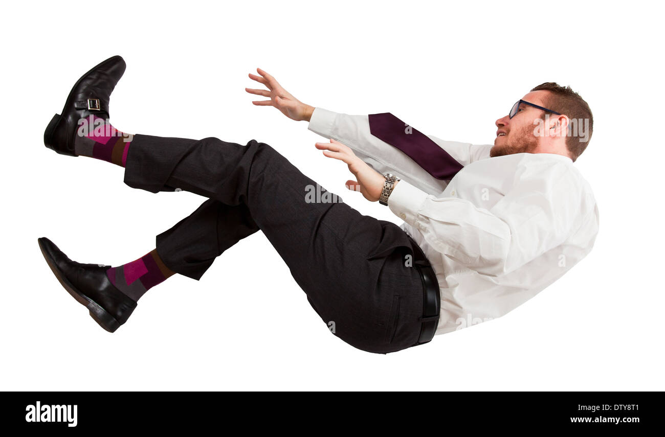 Kaukasische Geschäftsmann in fallenden pose Stockfoto