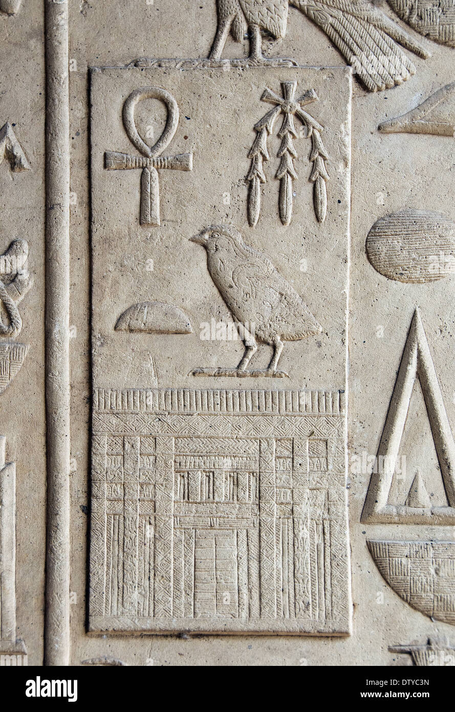 Relief in der Wand der "Weiße Kapelle" des Königs Sesostris I (1971-1926 b.c.) Stockfoto