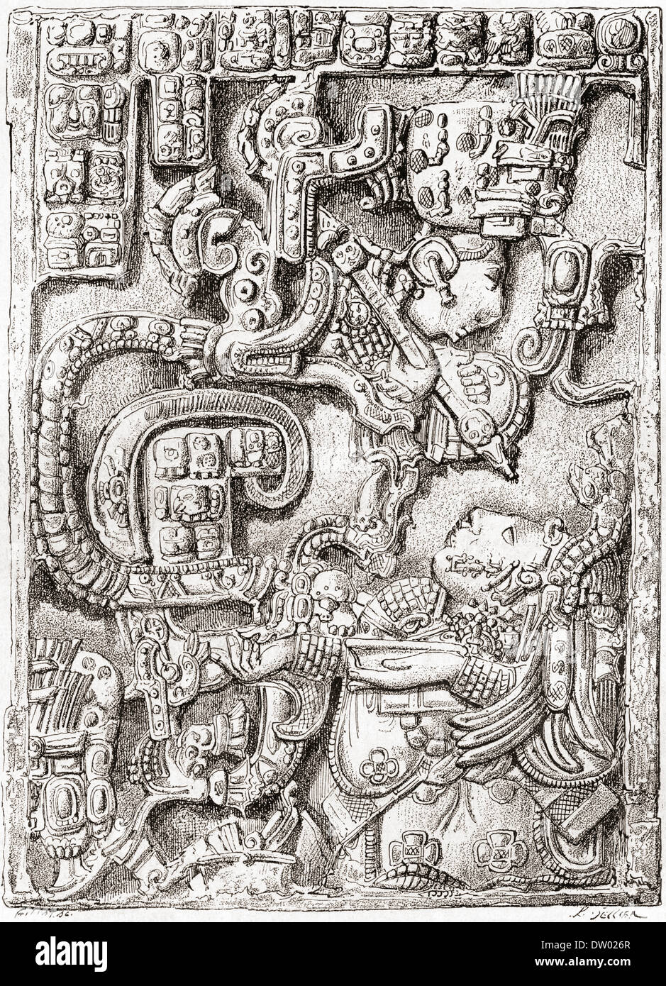 Türsturz 25 von Yaxchilan Struktur 23 aus der alten Maya-Stadt Yaxchilan, Chiapas, Mexiko. Stockfoto