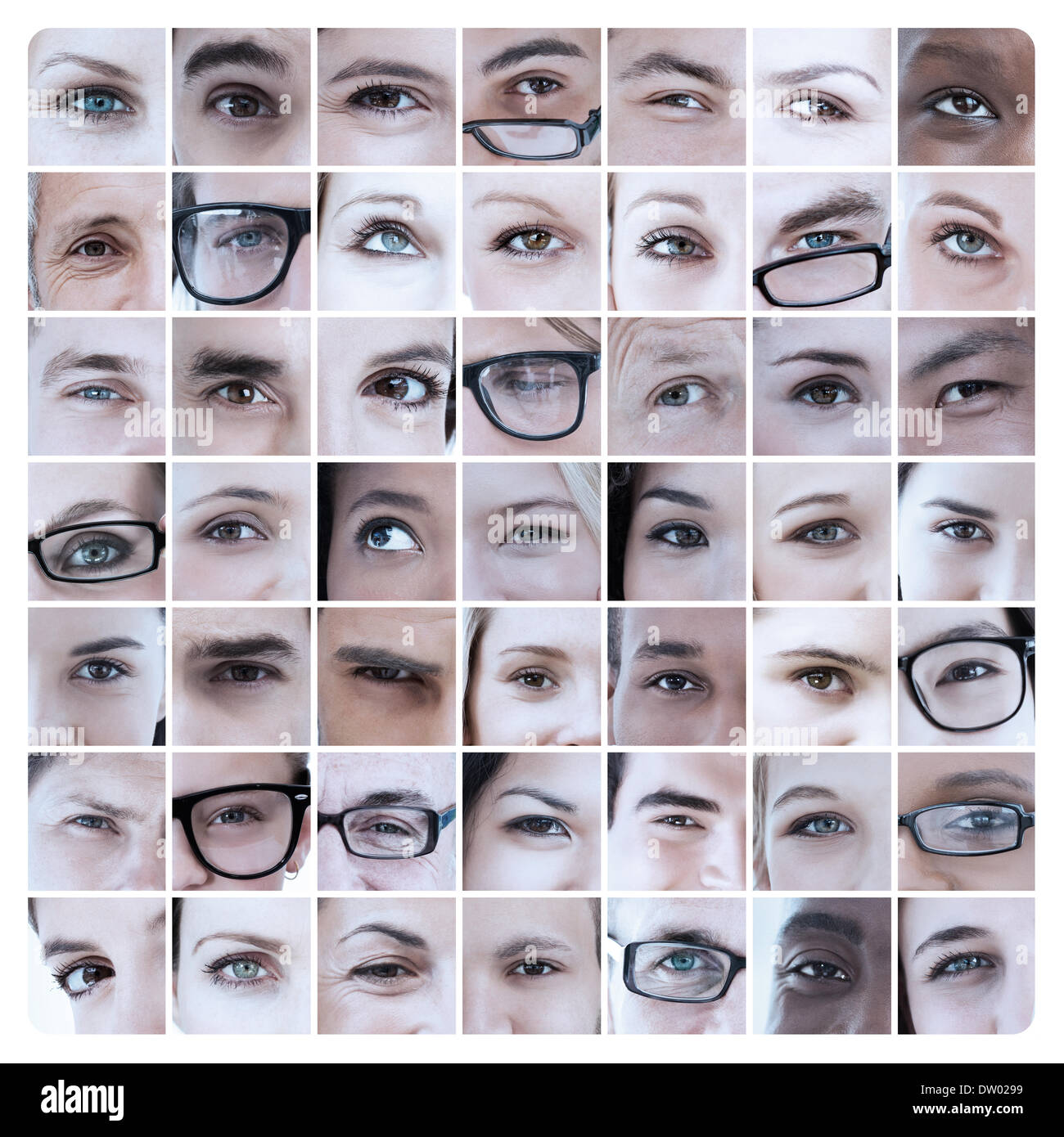 Collage von Bildern mit Augen Stockfoto