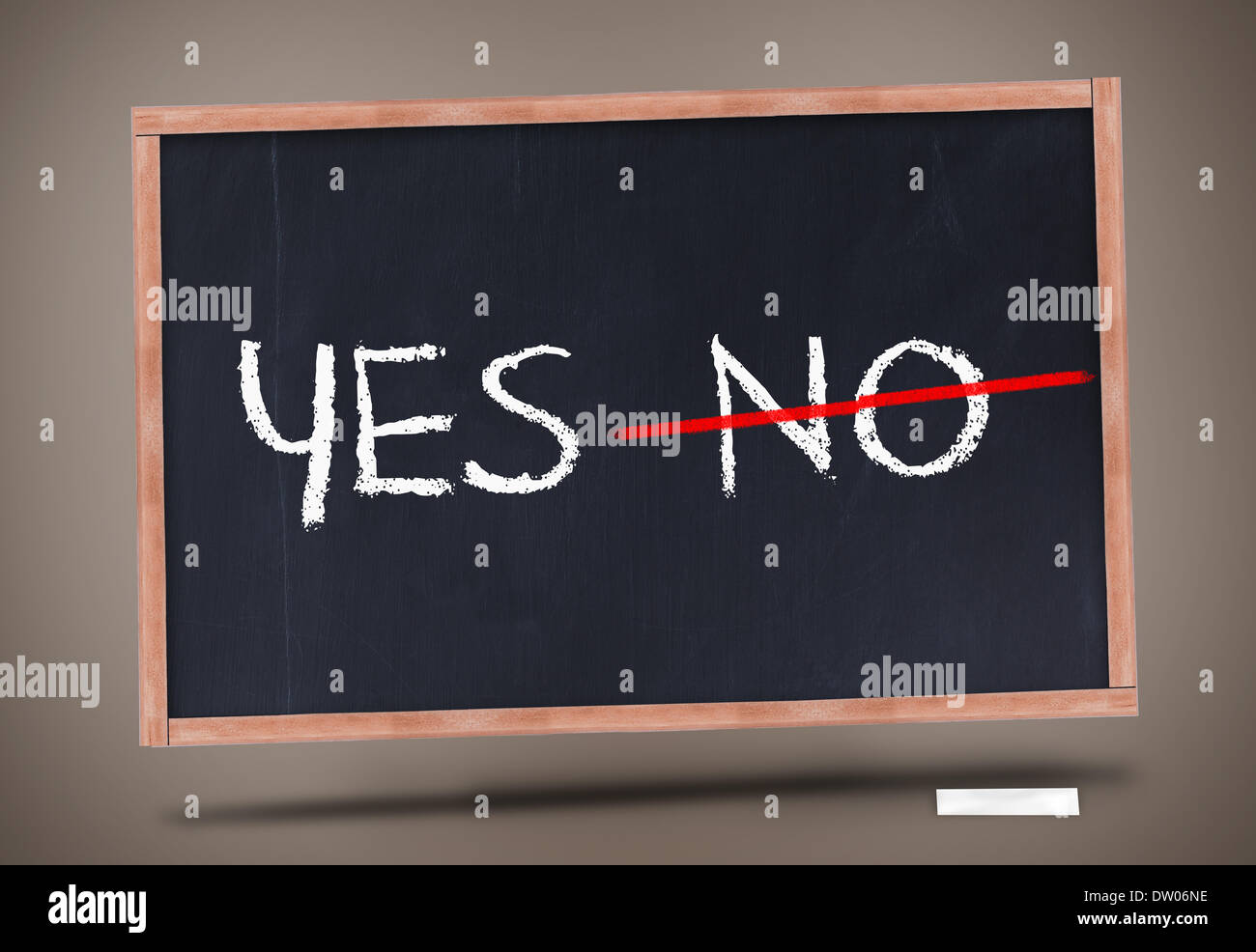 Ja und Nein auf Tafel geschrieben Stockfoto