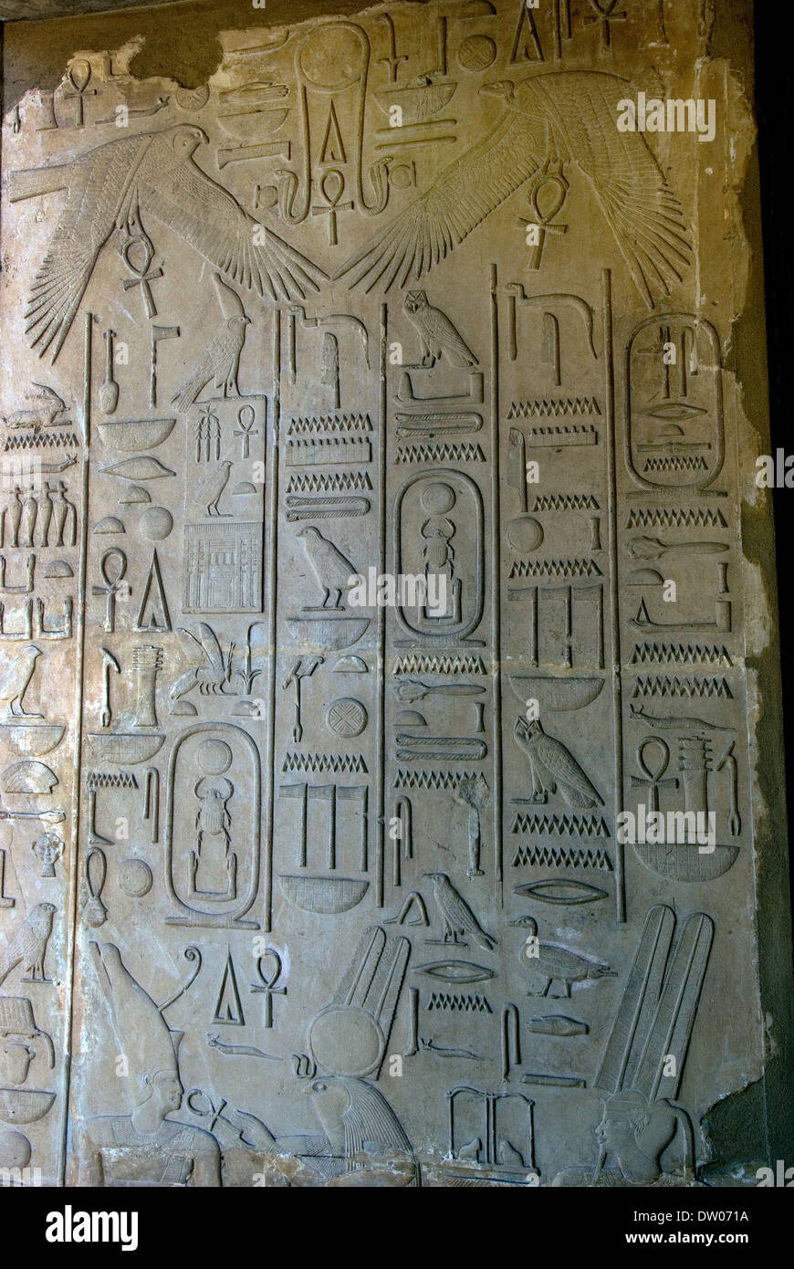 Reliefs in weiße Kapelle Sesostris I Sesostri Usertsen Sen-Usrit (1971-1926 v. Chr.) Open Air Museum Karnak-Tempel Stockfoto
