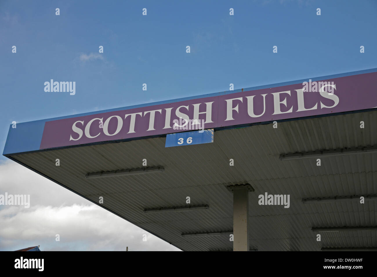 Carrbridge, uk, 25. Februar 2014, Scottish Kraftstoffe Zeichen in Carrbridge Schottland © Keith Larby Stockfoto